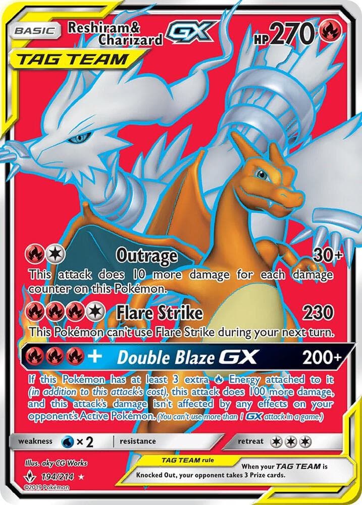 Reshiram and Charizard GX Full Art Basic