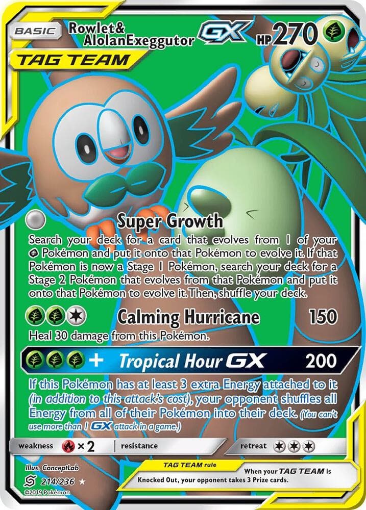 Rowlet and Alolan Exeggutor GX Full Art Basic