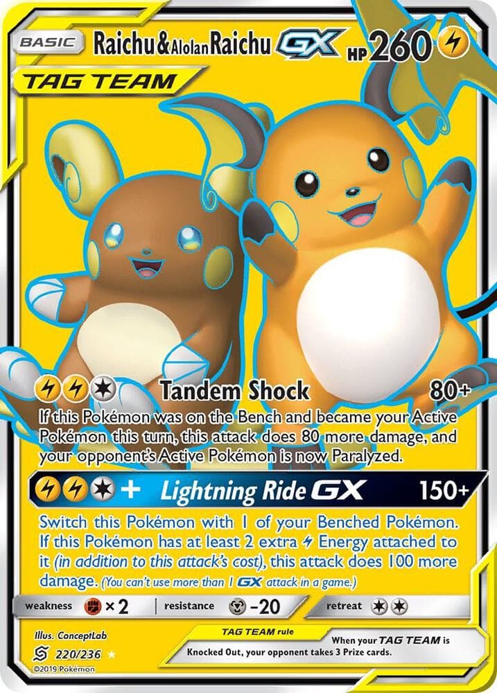 Raichu and Alolan Raichu GX Full Art Basic