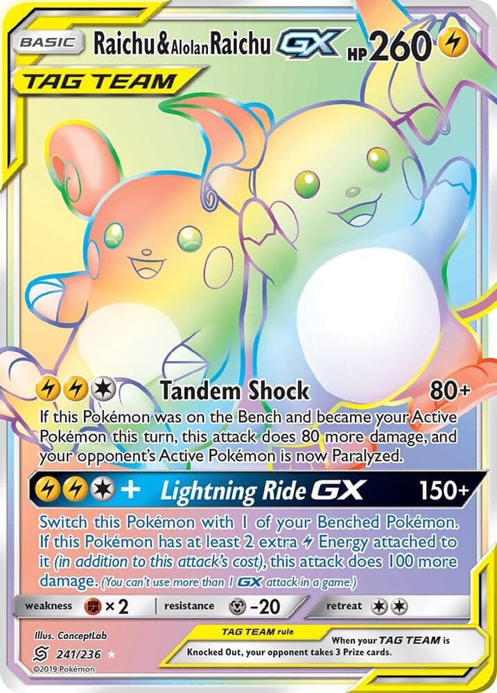 Raichu and Alolan Raichu GX Secret Basic