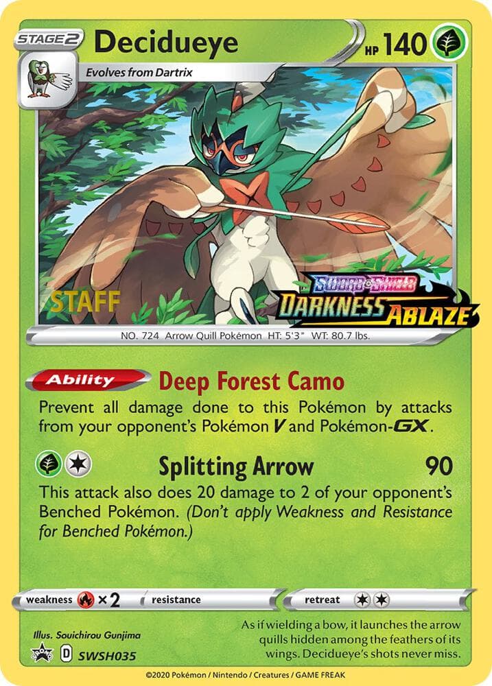Decidueye SWSH035 Prerelease Staff Stage 2