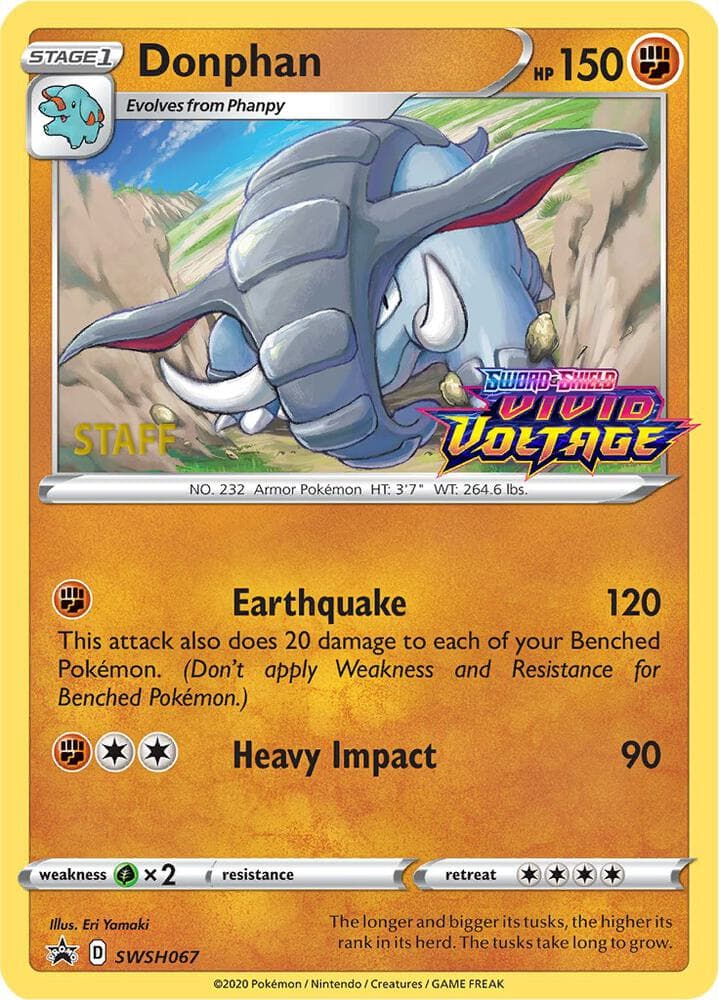 Donphan SWSH067 Prerelease Staff Stage 1