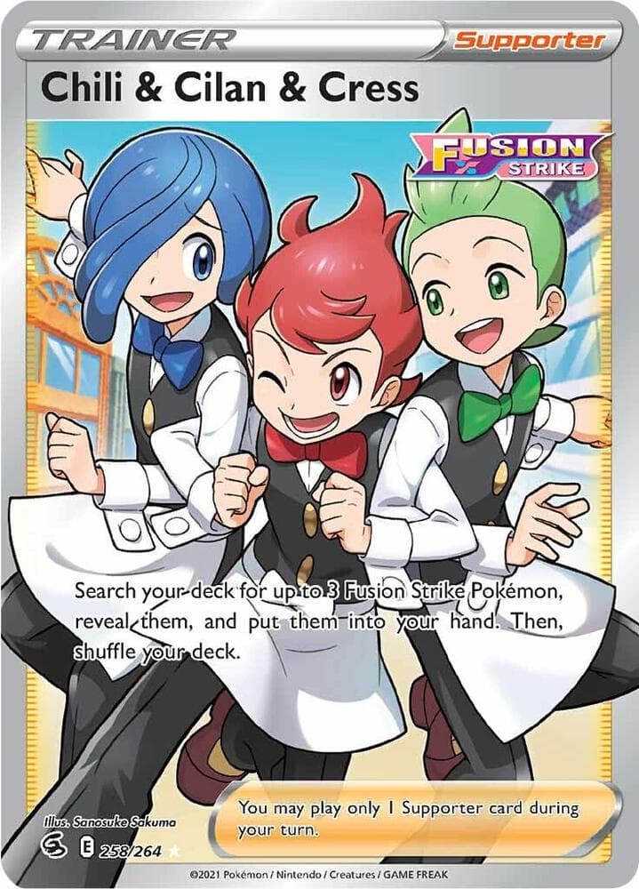 Chili and Cilan and Cress Full Art Supporter · Fusion Strike