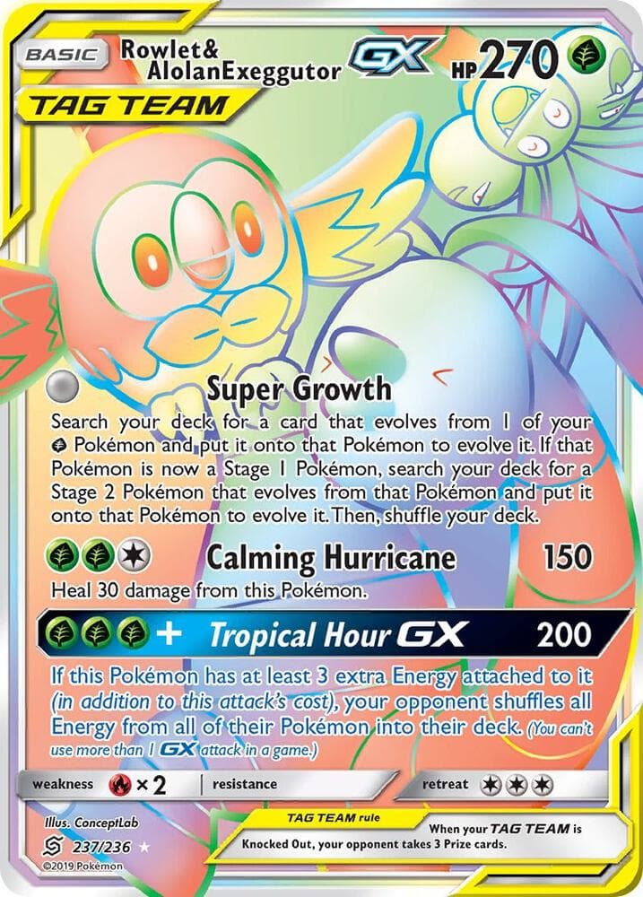 Rowlet and Alolan Exeggutor GX Secret Basic