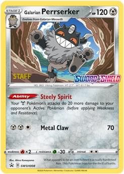 Galarian Perrserker SWSH008 Prerelease Staff Stage 1