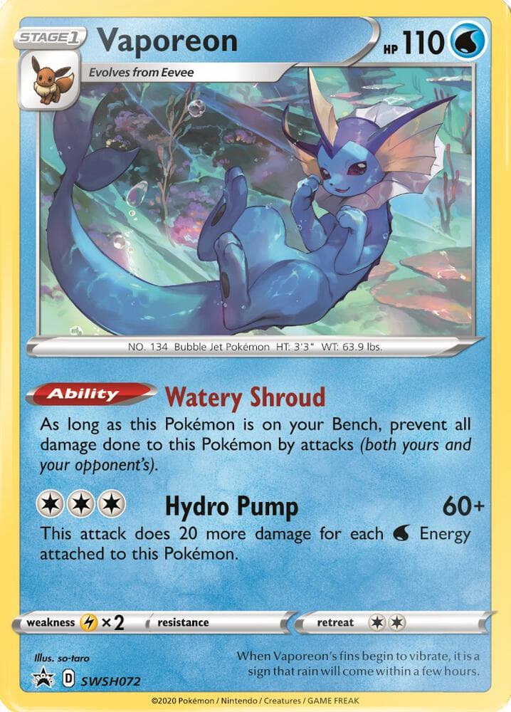 Vaporeon SWSH072 Stage 1