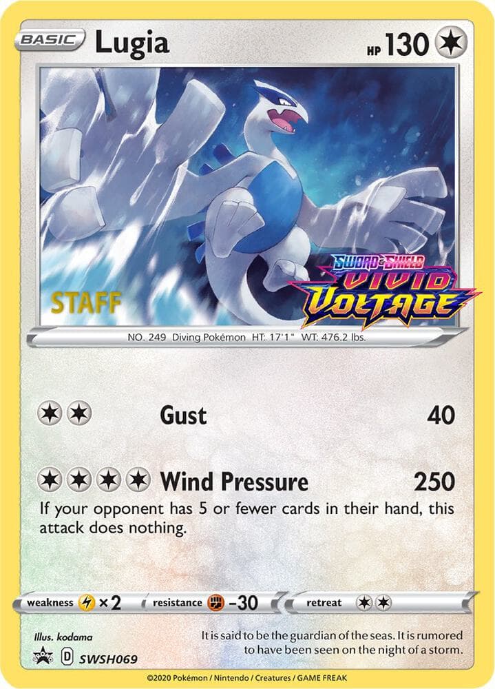 Lugia SWSH069 Prerelease Staff Basic