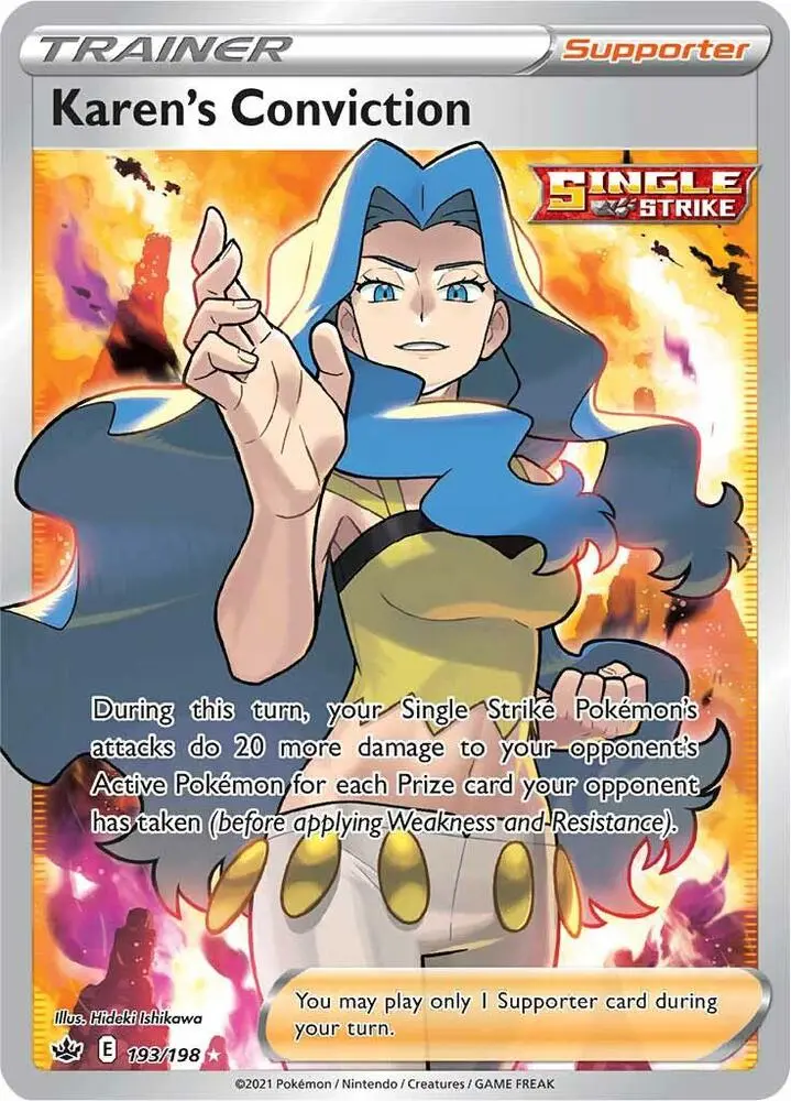 Karens Conviction Full Art Supporter · Single Strike
