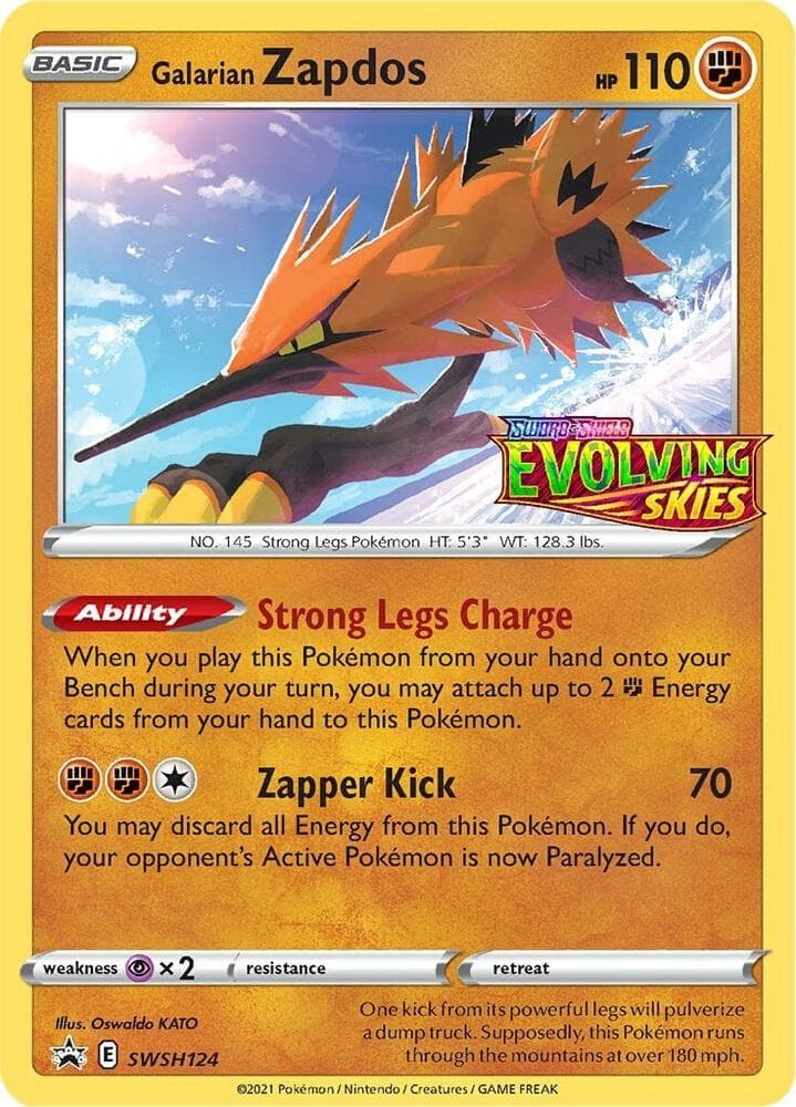 Galarian Zapdos SWSH124 Prerelease Basic