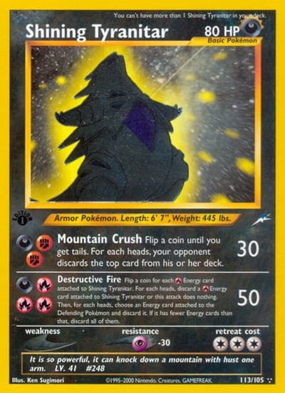 Shining Tyranitar card, Neo Destiny (2002)